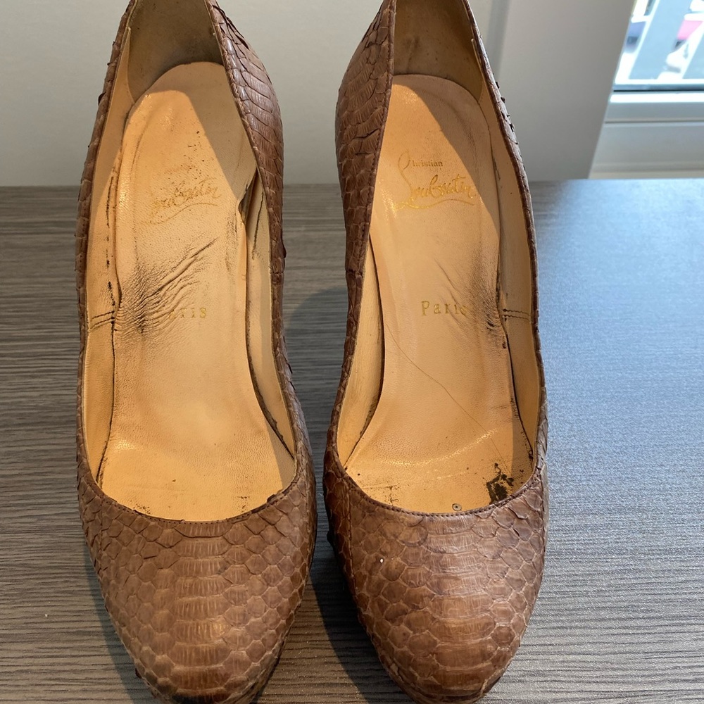 Christian Louboutin Python platform pumps